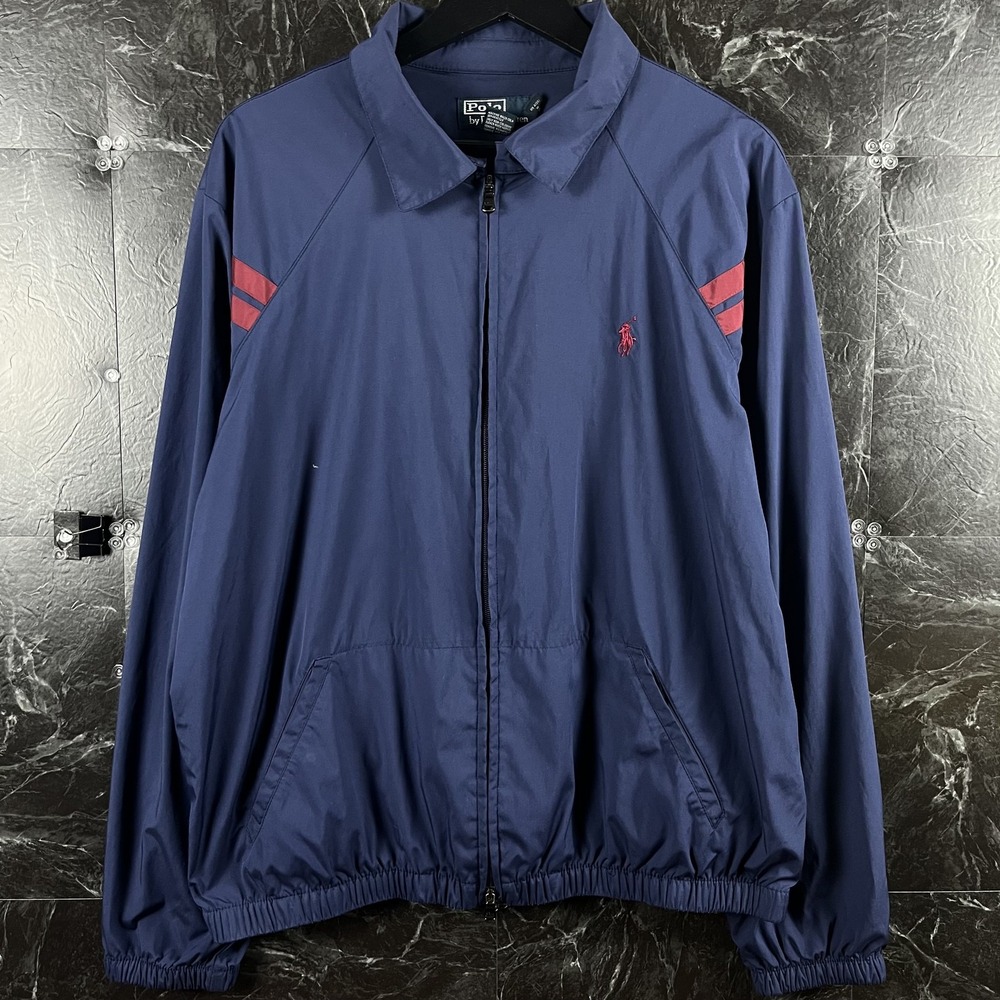 Polo Ralph Lauren Men's Navy Vtg Striped Packable Harrington Jacket Large